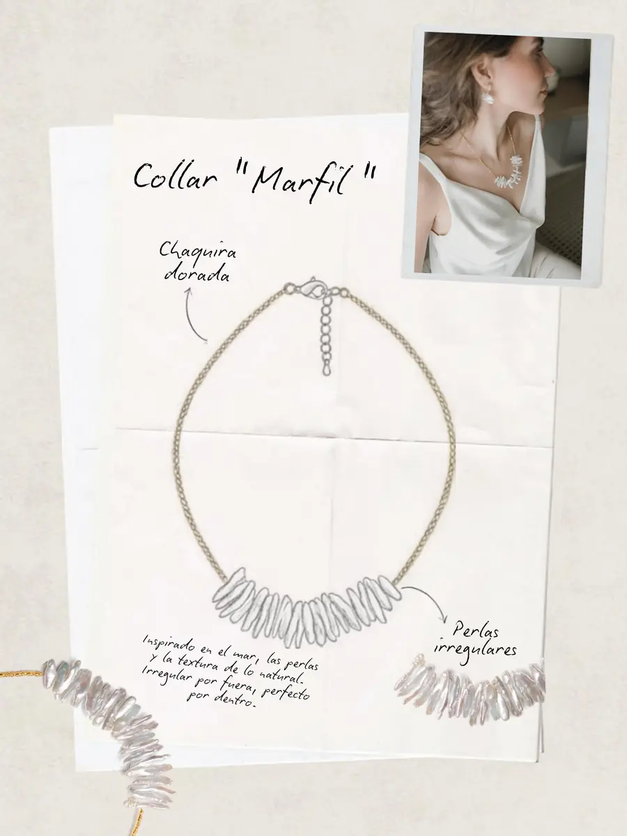 Boceto original del Collar Marfil, dibujado a mano
