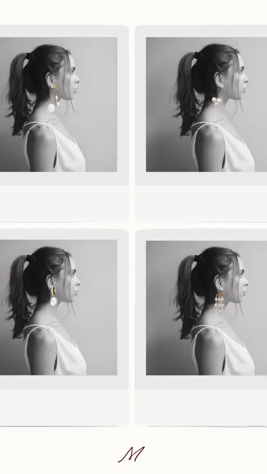 Polaroids con aretes de perlas